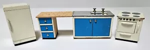 Vintagundby Dollhouse Kitchen Miniature Kitchen - Refrigerator Sink Cabinet Stov - Picture 1 of 3