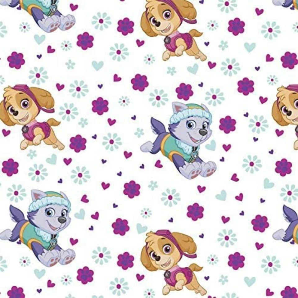 DAVID TEXTILES Paw Patrol Everest and Sky Flower Cotton Fabric
