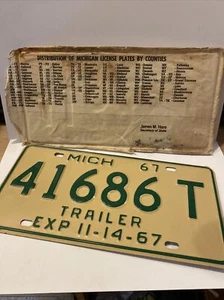 Remolque Michigan 1967 sin usar placa de medio año 41686 T~ GO106 - Imagen 1 de 6