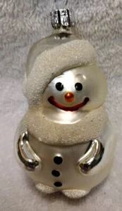Adorno de muñeco de nieve navideño vintage de vidrio soplado República Checa. ¿Vidrio de mercurio??  - Imagen 1 de 5