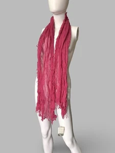 Sciarpa nuova con etichette Eileen Fisher cotone biologico gossamer garza rabarbaro magenta made Japan - Foto 1 di 5