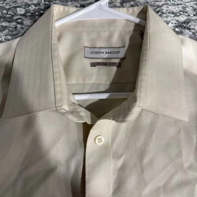 Camisa Joseph Abboud Para Hombre 17.5 Beige Calce Ajustado Sin Arrugas Manga Larga Con Botones Foto 1 de 4