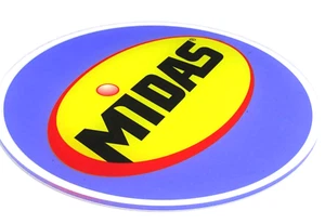 LOT OF 2 MIDAS Auto Repair Store Round Plexiglass Advertisement Sign 10" #CB - Picture 1 of 3