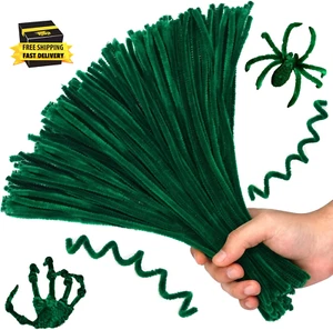 Pipe Cleaners, 100PCS Dark Green Pipe Cleaners Craft Supplies, Pipe Cleaners Bul - Picture 1 of 7