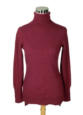 Suéter feminino Antonio Melani 100% cashmere gola alta LS Hi Lo vinho tinto pequeno - Imagem 1 de 4