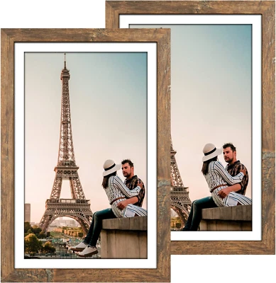 Capcillin 11X17 Picture Frame Wood Pattern Rustic Brown Poster Frame Set of 2, W - Image 1 of 4