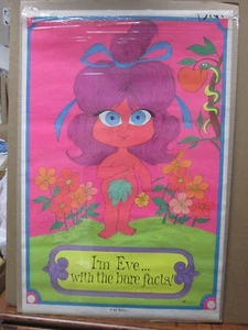 Vintage Black Light Poster I'm Eve... With the bare Facts! peace 1970 nv#473 - Picture 1 of 5