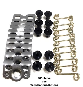 7/16" Aluminum Black Dzus Button Quarter Turn / Springs / Tab Plate RZR 100 PCS - Foto 1 di 6