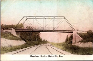 Antike Postkarte Batesville Indiana Overhead Brücke Zug Eisenbahn Franklin - Bild 1 von 2