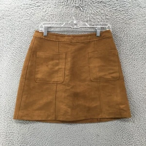 Old Navy A-Line Mini Skirt Womens 6 Brown Front Pockets Zip Back Casual Mid Rise - Picture 1 of 11
