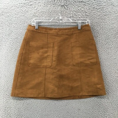 Old Navy A-Line Mini Skirt Womens 6 Brown Front Pockets Zip Back Casual Mid Rise - Image 1 of 4