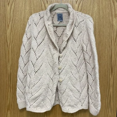 Equador 100% Wool hand knit Sweater cardigan Light Pink - Image 1 of 4