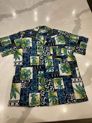Camisa havaiana vintage da década de 1940 "Hale Aloha" -Feita sob medida por Isoshima em Honolulu G - Imagem 1 de 4
