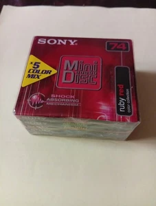 Pack de 5 mini-disques Sony Minidisc 74 Color Mix vierges enregistrables neufs - Photo 1/3