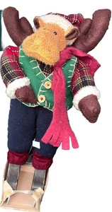 Merry Christmas Moose on Ice Skates New 16" Tall - Picture 1 of 9
