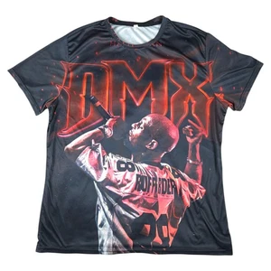 Vintage DMX 3D Satin T-Shirt Herren XL Schwarz & Rot AOP Bootleg Y2k Hip Hop Rap Tee - Bild 1 von 11