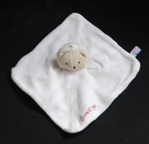 Doudou plat hérisson mouton SUCRE D'ORGE blanc rose rayé BE - Picture 1 of 1