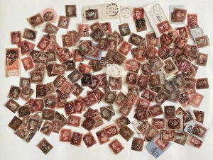 GB. QV. Collection of 1d red Imperforate & perforated examples. - Picture 1 of 7