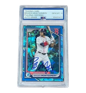 Braden Montgomery Signed Card 1st Bowman Chrome Sapphire Auto PSA 10 - Picture 1 of 2