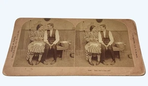 Antik 1899 B.W. Kilburn Stereoview Karte "Sag, lass uns weglaufen!" Vintage Foto - Bild 1 von 3
