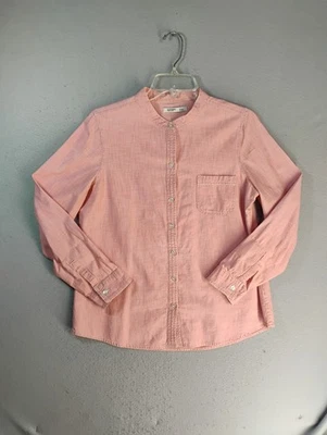 Old Navy 女式上衣中号粉色长袖圆领棉质纯色纽扣 — 第 1/4 张图片