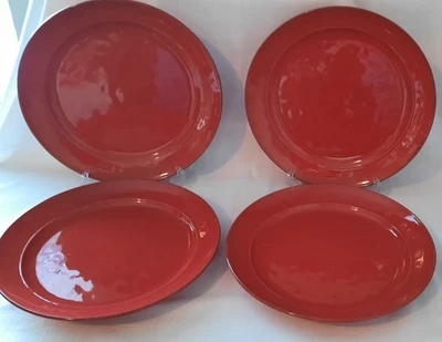 Juego de 4 Platos de Cena Cerámica Granero CAMBRIA ROJO con Borde Rústico 11-3/4" Portugal Foto 1 de 4