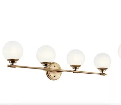 Kichler Benno 34-in 4 -Light Brass Industrial Vanity light - Image 1 of 4