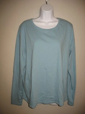 Time and Tru Long Sleeve Tee Shirt Sz XXL 20 Light Blue Crew Neck Womens - Image 1 of 4