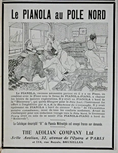 PUBLICITÉ DE PRESSE 1907 PIANOLA METROSTYLE AU POLE NORD - THE AEOLIAN C° - Picture 1 of 1