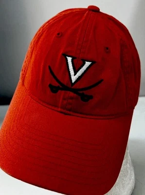 UVA Virginia Cavaliers NCAA Hat Cap V-Sabre Logo Serpentine Strapback WAHOOS - Image 1 of 3