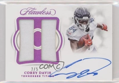 2018 Panini Flawless Ruby /5 Corey Davis #DPA-CD Dual Patch Auto - Image 1 of 2