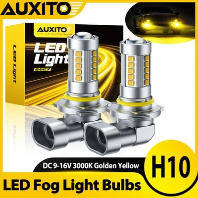 AUXITO H10 9140 LED Fog Light Bulbs High Low Beam 3000K Golden Yellow 2/4/6/8/10 - Imagem 1 de 4
