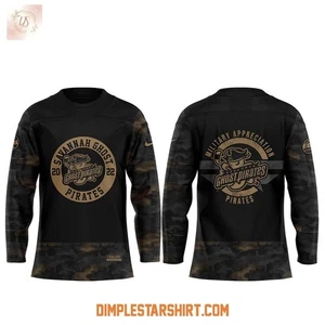 Personalize Savannah Ghost Pirates Military Appreciation 2025 Hockey Shirt Men's - Picture 1 of 5