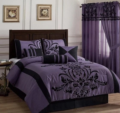 Chezmoi Collection Nobility 7-Piece Faux Silk Comforter Set King - Luxury Vio... - Image 1 of 3