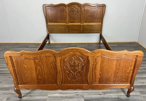 Bed Frame Vintage French Louis XVI Style Double Oak Carved LOT 4078 - Picture 1 of 9