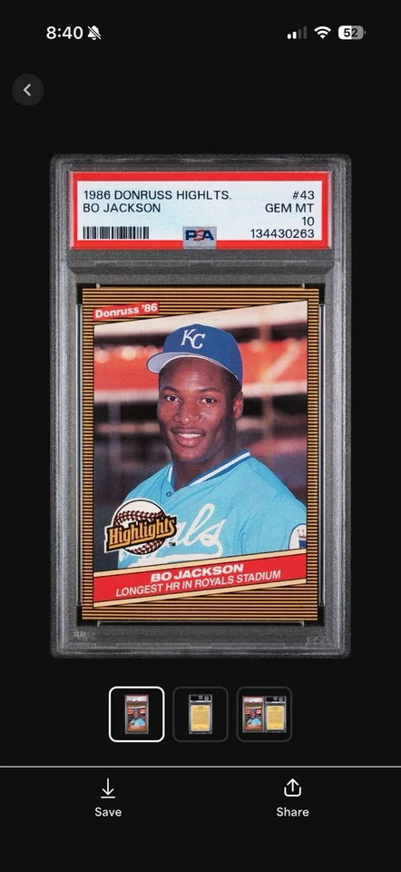 Donruss Highlights 1986 - Bo Jackson #43 (RC) ¡PSA 10!!! ¡Novato! 🔥🔥 Foto 1 de 2
