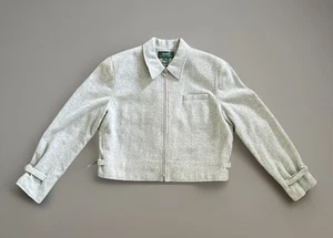 Lauren Ralph Lauren Angora Wool Blend Blazer Jacket Women Size 16 Grey Zip Up - Picture 1 of 16