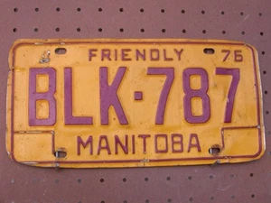 1976 Friendly MANITOBA CANADA License Plate BLK-787 - Picture 1 of 1