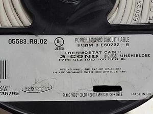 Carol 05583 18/3C 18awg 3 Conductor Solid Thermostat Cable White /50ft - Picture 1 of 8