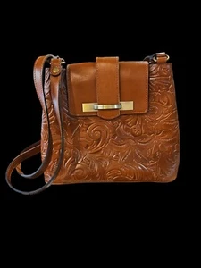 PATRICIA NASH Handtasche Leder Blumenmuster doppelter Schulterriemen Etikett Staubbeutel - Bild 1 von 12