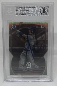 MAX CLARK SIGNED 2023 BOWMAN CHROME DRAFT REFRACTOR ROOKIE CARD BECKETT BAS AUTO - Picture 1 of 2