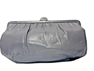 Vtg Mardane Gray Leather Handbag Convertible Silver Chain Clutch Mirror Classic - Picture 1 of 11