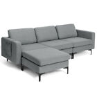 Durable3-Seat Convertible Sectional Sofa with Reversible Ottoman-3-Seat L-shaped