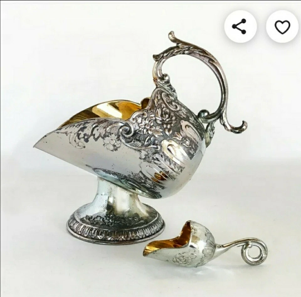 Vintage E.P. ZINC silver plated Allou Sugar Scuttle with Gold Wash. Scoop incl. - Image 1 of 4