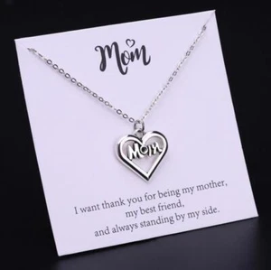 Mamá 18 quilates Cadena de placa de oro blanco y colgante Set con tarjeta de regalo / mensaje - Imagen 1 de 1