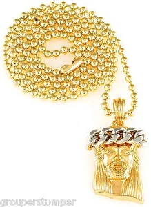 Jesus Necklace New Crowned Mini Pendant 27 Inch 3mm Ball Style Chain Mini - Picture 1 of 5