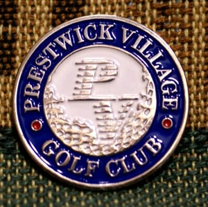 RARO_Edición Limitada_PRESTWICK VILLAGE GOLF CLUB 1" Marcador de Pelota de Golf Chapado en Oro - Imagen 1 de 1