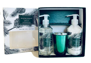 Williams Sonoma Winter Forest Guest Essentials 3pc Set - Candle Hand Soap Lotion