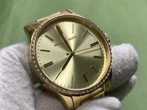 MICHAEL KORS MK-3808 Gold Dial 5 ATM crystal Bezel Gold S/S QUARTZ WOMEN'S WATCH - Picture 1 of 16