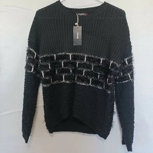 Neu mit Etikett Vivid Importers of NY Damenpullover Rundhalsausschnitt Langarm hellschwarz S/M - Bild 1 von 10